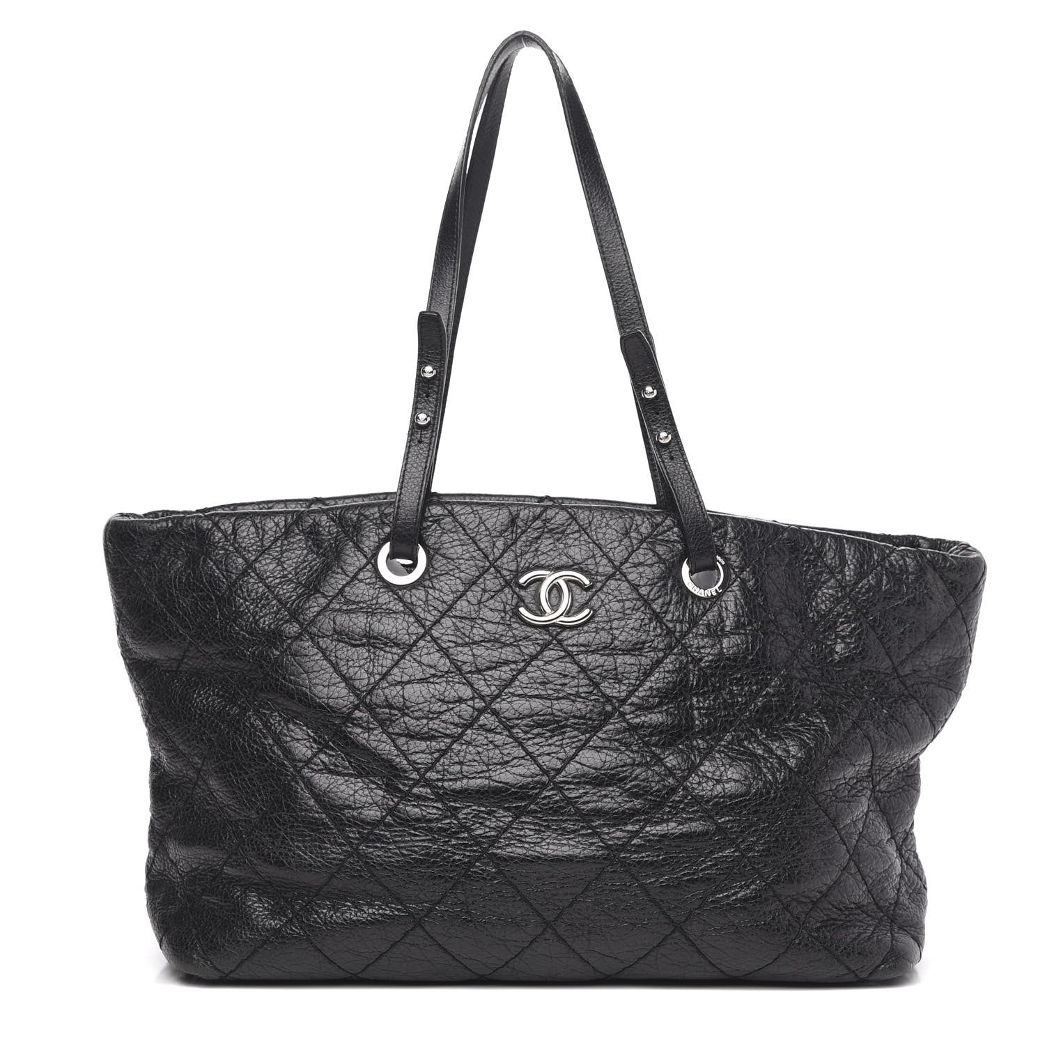 Chanel Glazed Calfskin Large On The Road Tote Black 1 of 14