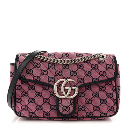 Gucci Monogram Multicolor Matelasse Diagonal Small GG Marmont Shoulder Bag Pink Blue 2 of 25