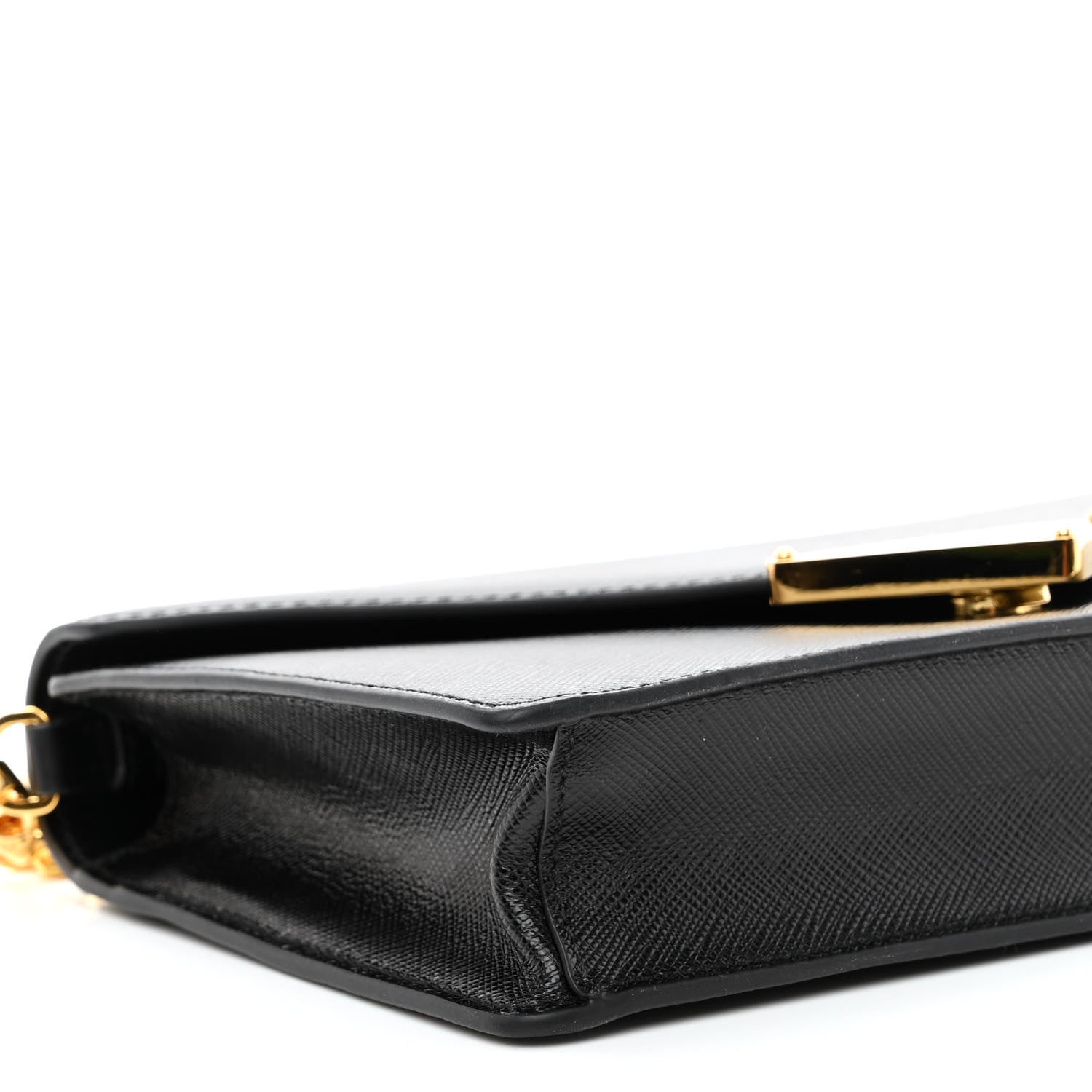 Prada Saffiano Lux Metal Triangle Logo Mini Envelope Chain Shoulder Bag Black 8 of 9