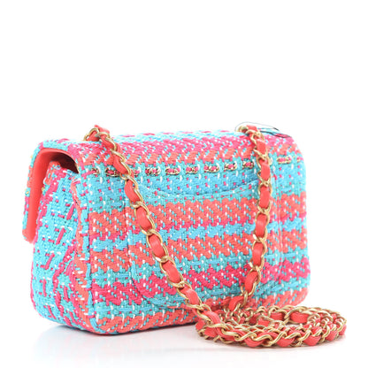 Chanel Cotton Mixed Fibers Woven Mini Rectangular Flap Red Fuchsia Blue 3 of 12