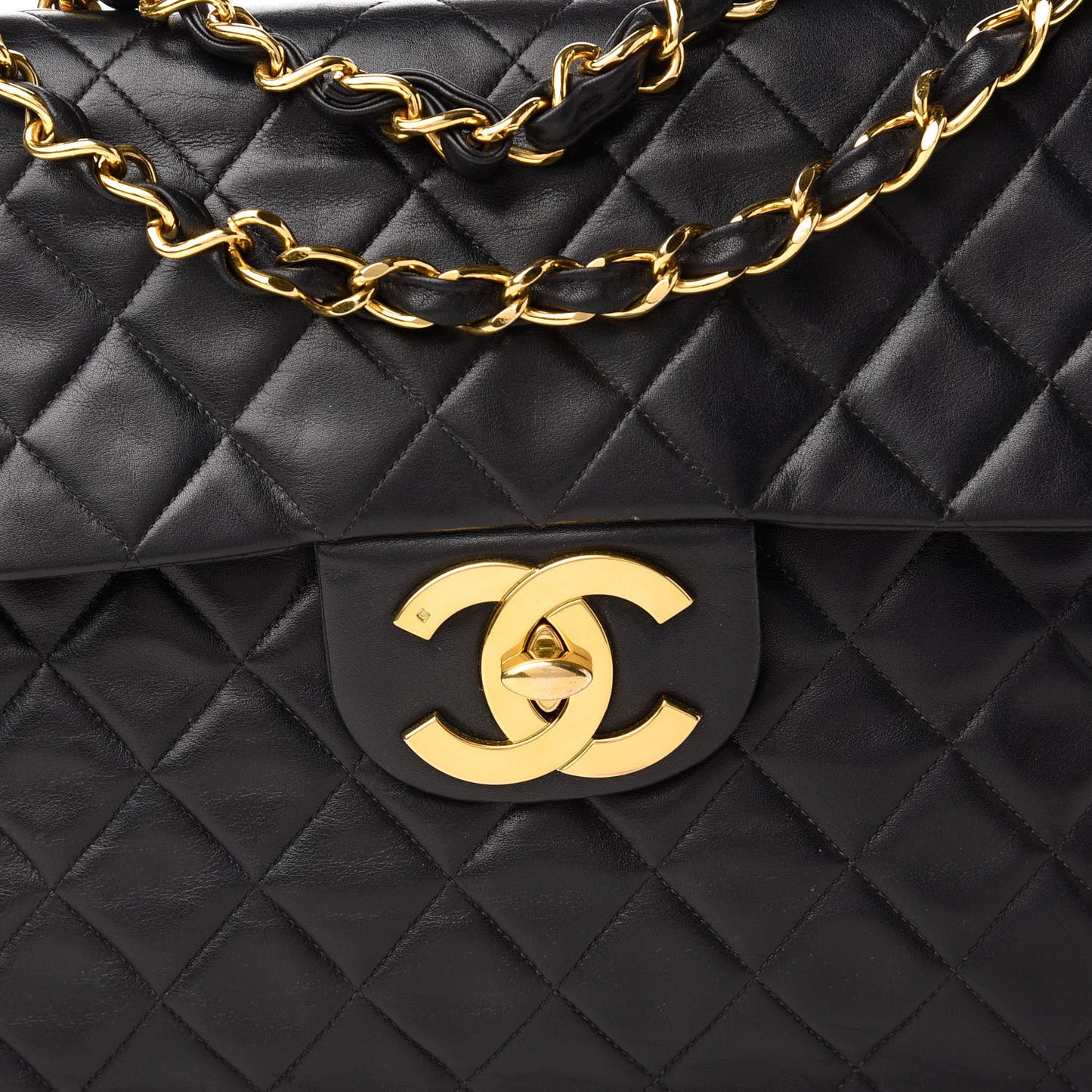 Lambskin Quilted XL Jumbo Single Flap Black