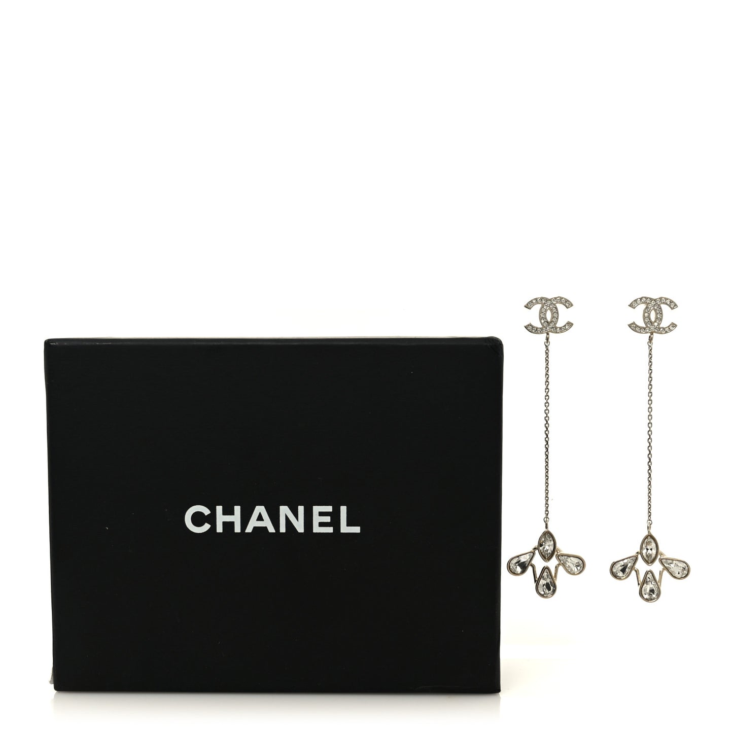 Crystal CC Chain Drop Earrings Gold