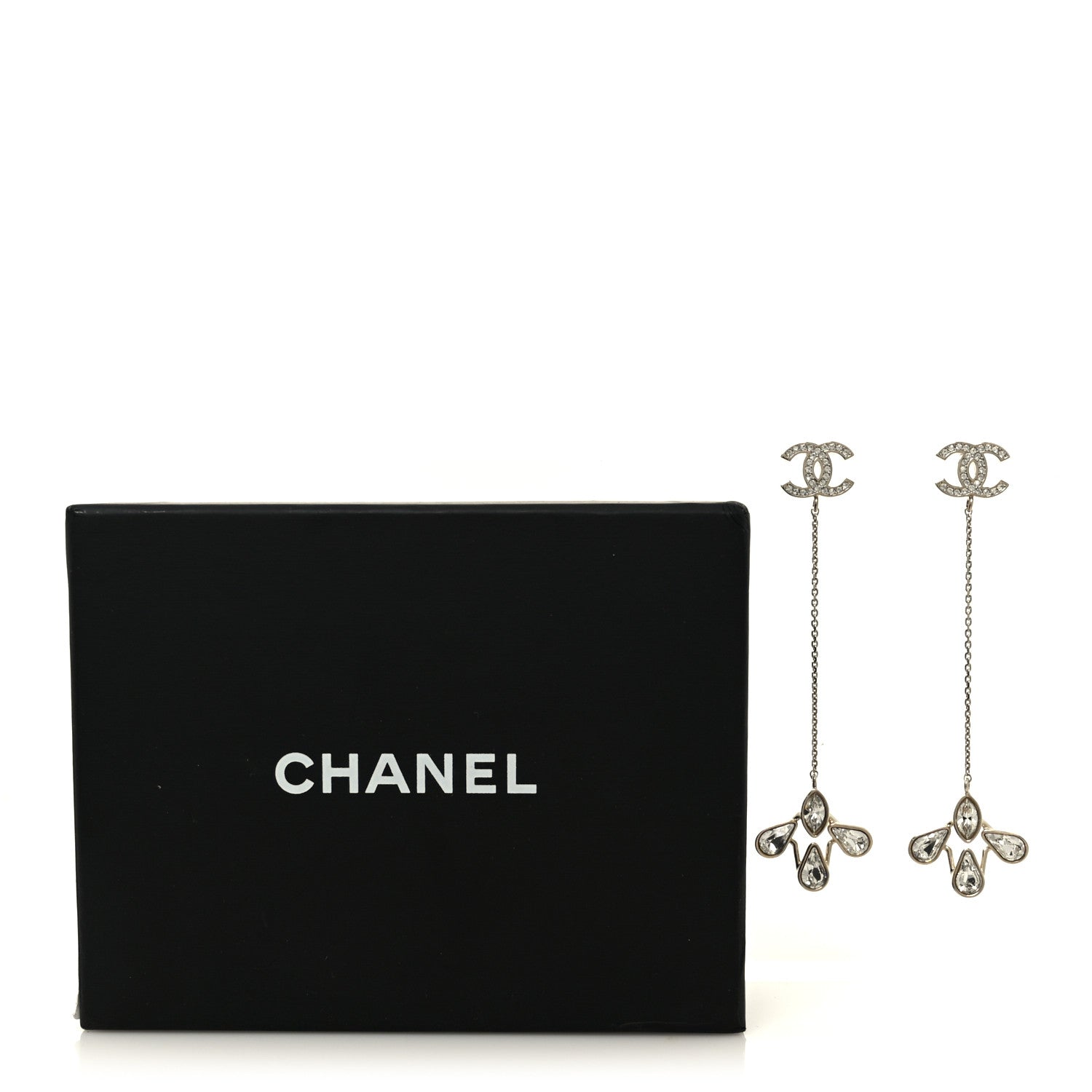 Chanel Crystal CC Chain Drop Earrings Gold 5 of 5