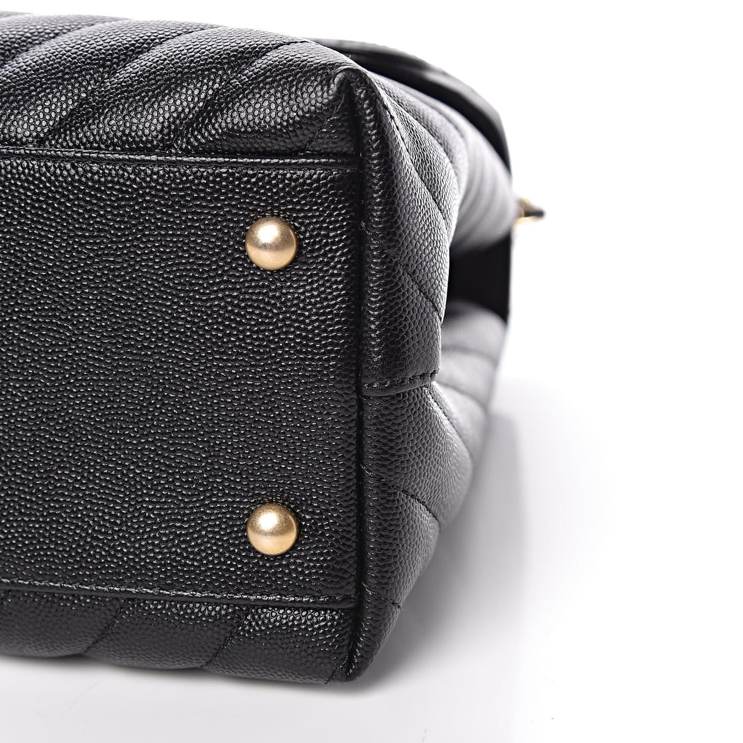 Caviar Chevron Quilted Medium Coco Handle Flap Black