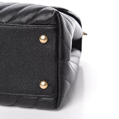 Chanel Caviar Chevron Quilted Medium Coco Handle Flap Black 10 of 11