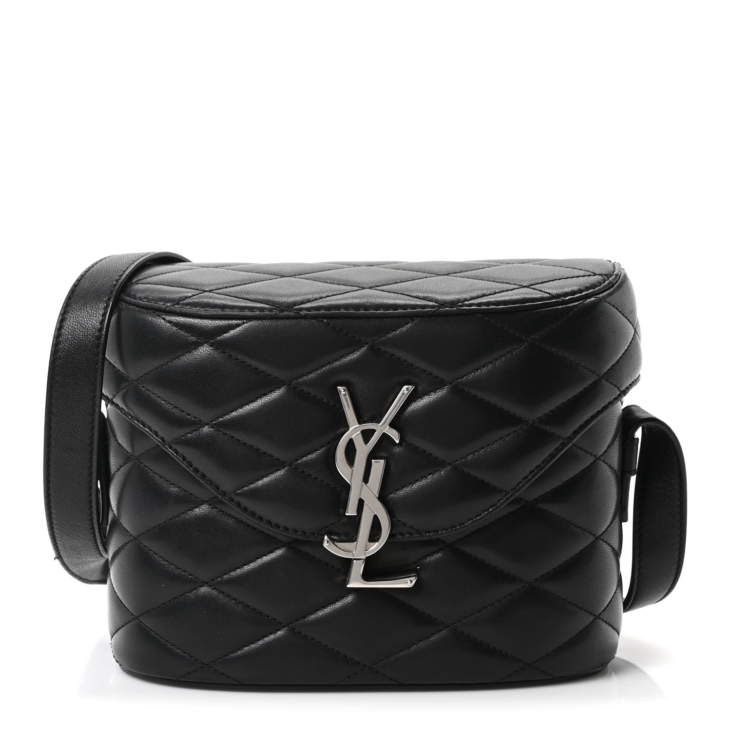 Saint Laurent Lambskin Quilted Monogram June Box Bag  Black 1 of 11