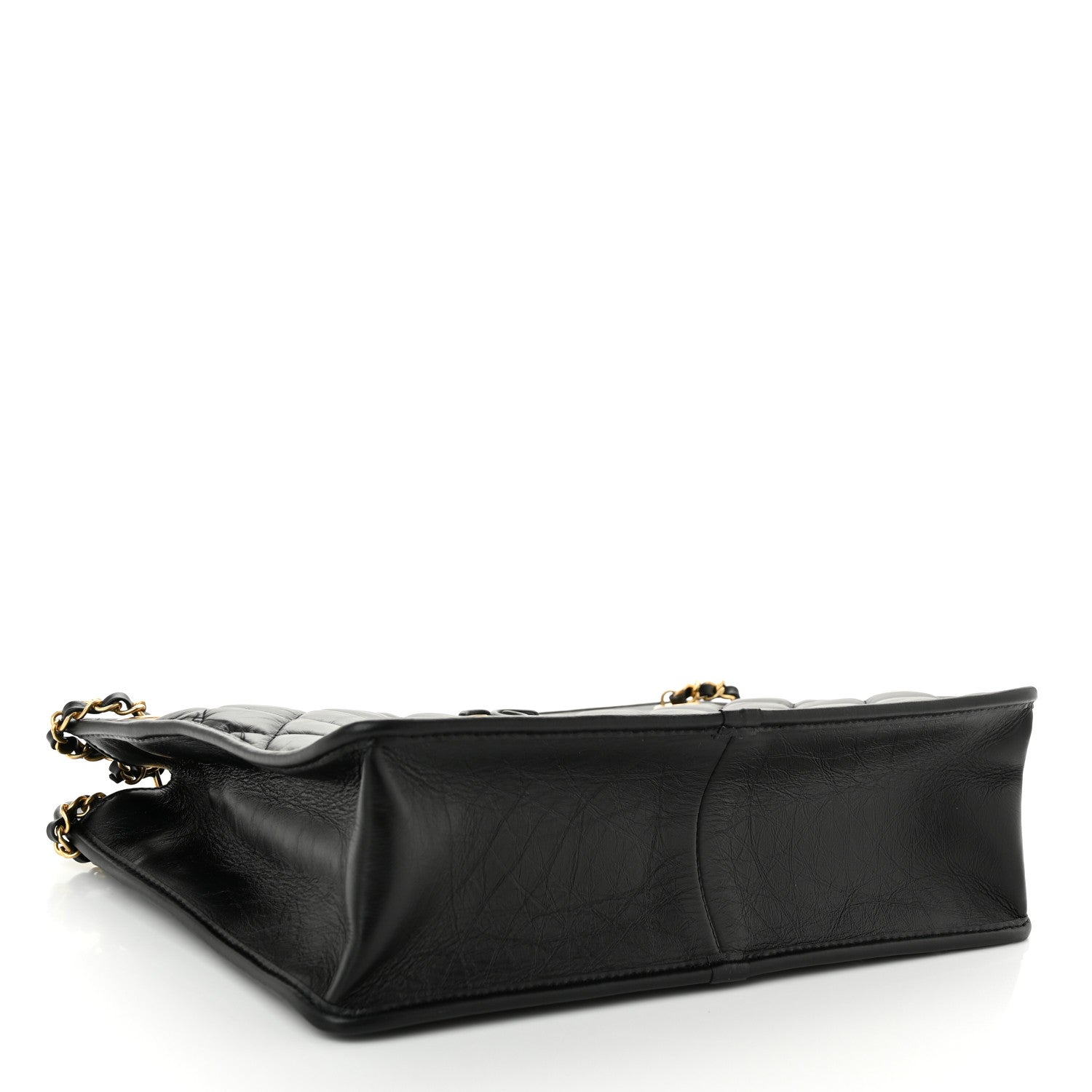 Chanel Aged Calfskin Quilted Graphic Catch Shopping Bag Black 3 of 9