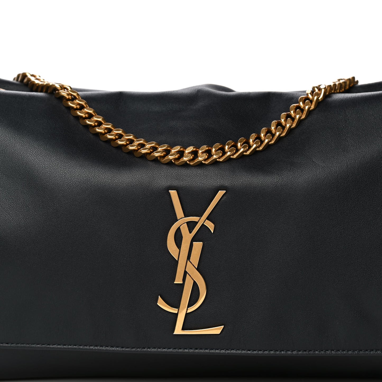 Smooth Calfskin Suede Medium Reversible Monogram Kate Satchel Navy