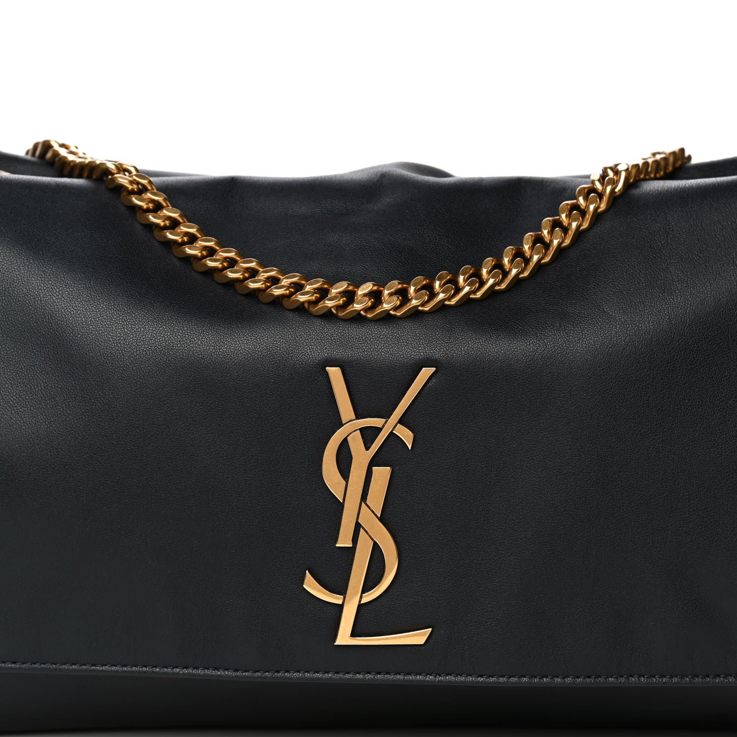 Saint Laurent Smooth Calfskin Suede Medium Reversible Monogram Kate Satchel Navy 13 of 18