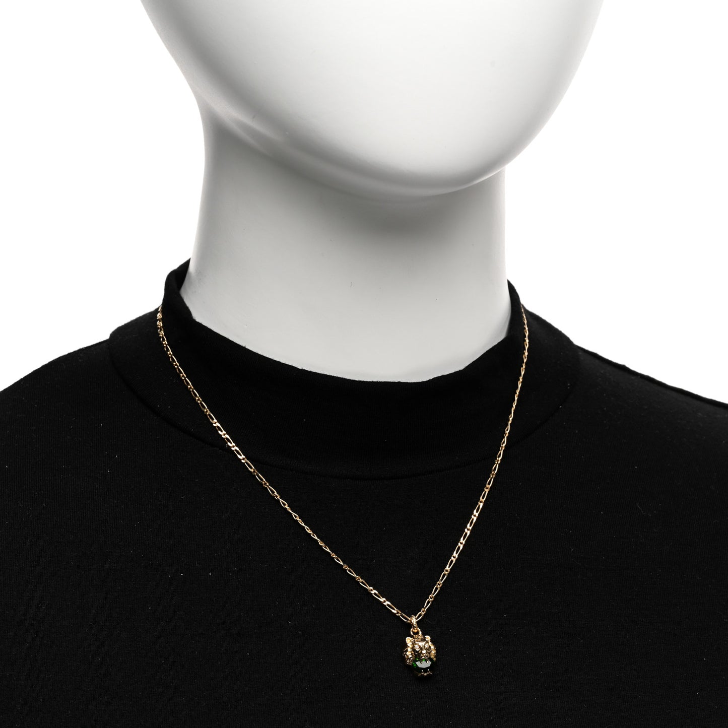 18K Yellow Gold Diamond Chrome Diopside Lion Head Necklace