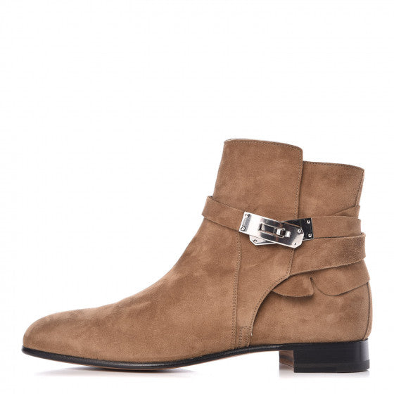 Hermes Suede Neo Low Boots 37.5 Ecorce 1 of 12