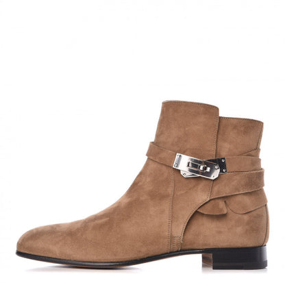 Hermes Suede Neo Low Boots 37.5 Ecorce 1 of 12