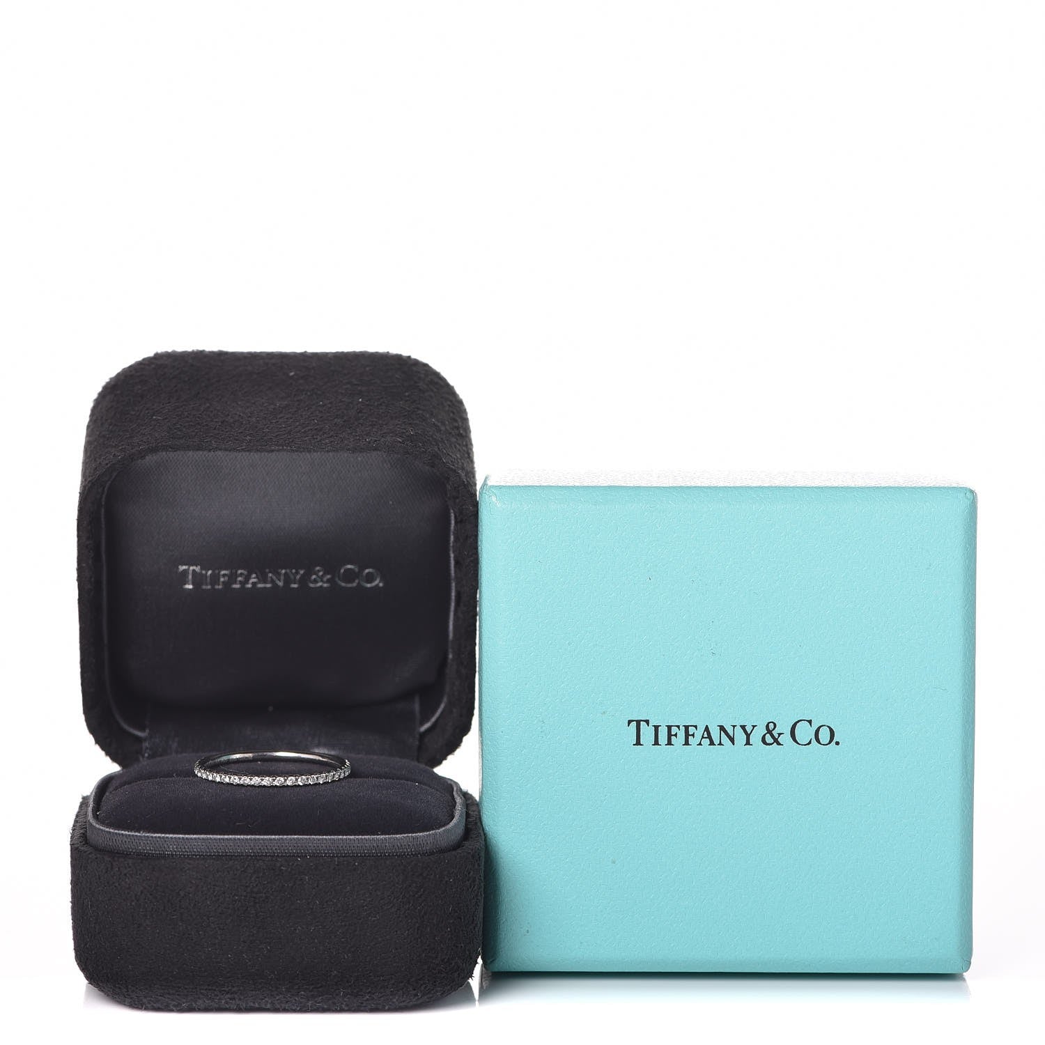 Tiffany 18K White Gold Diamond Metro Band Ring 52 6 5 of 5