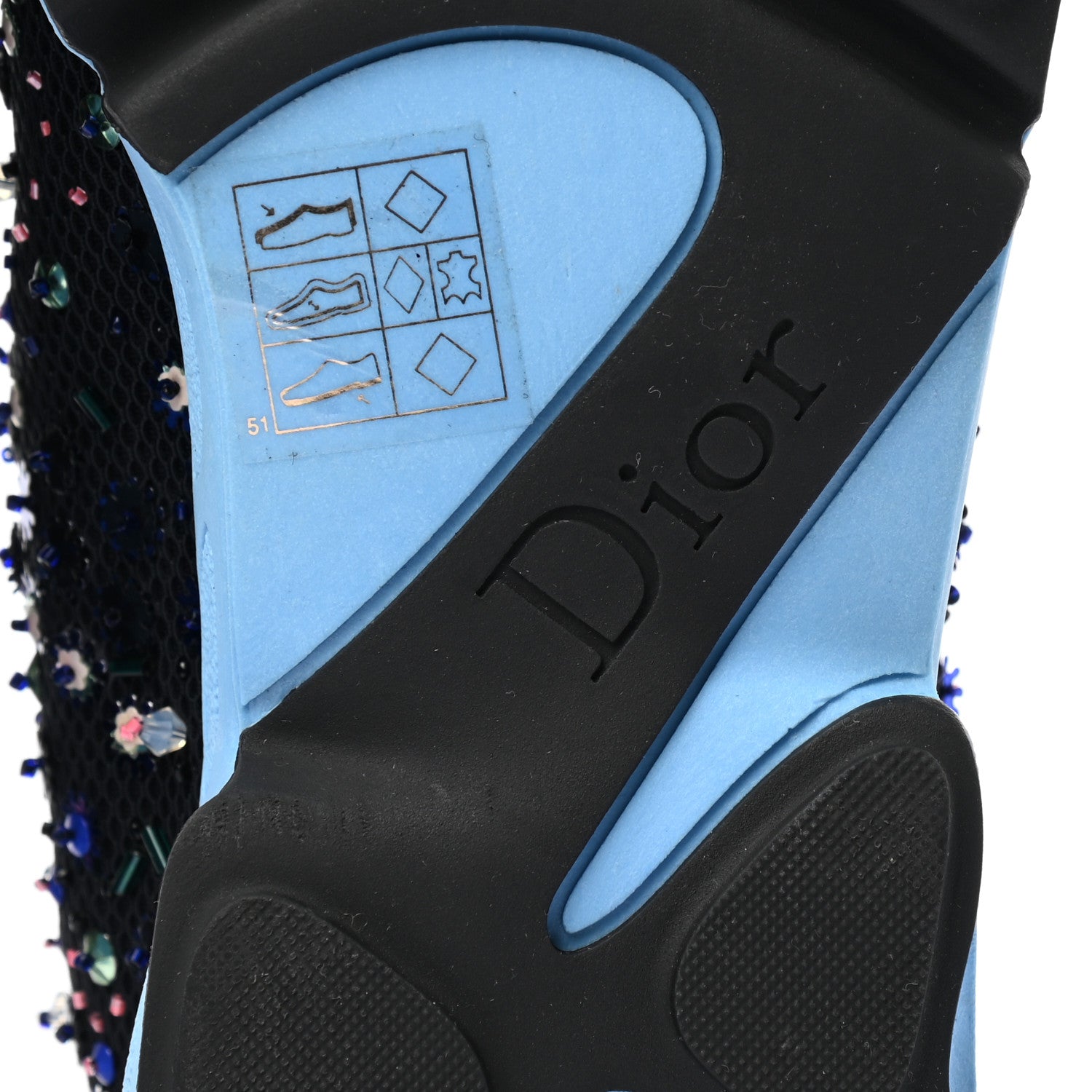 Christian Dior Technical Canvas Embellished Dior Fusion Sneakers 36.5 Black Blue 6 of 10