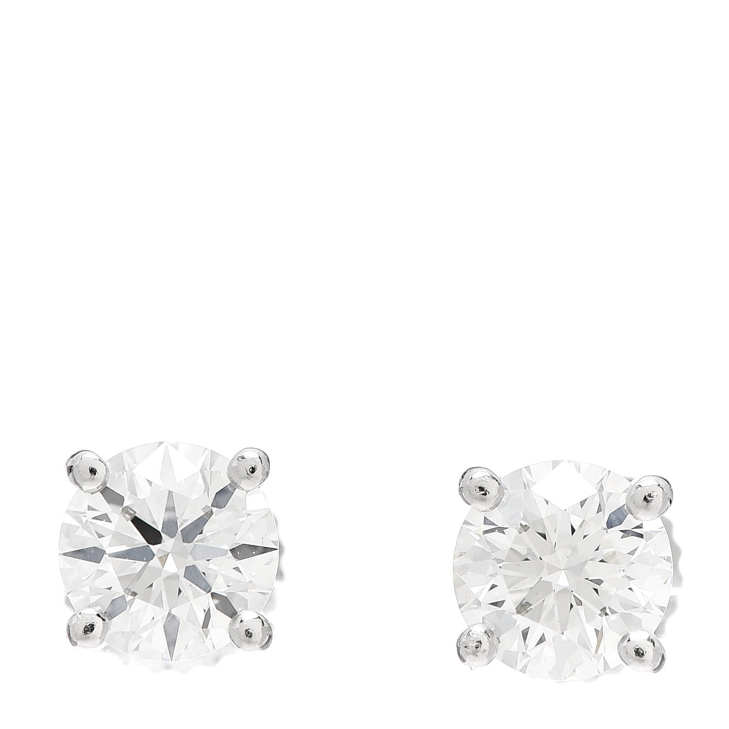 Tiffany Platinum Diamond 1.21ctw Solitaire Earrings 1 of 4
