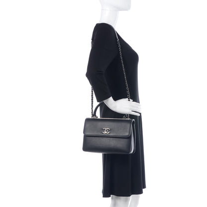 Chanel Calfskin Medium Trendy CC Dual Handle Flap Bag Black 2 of 13