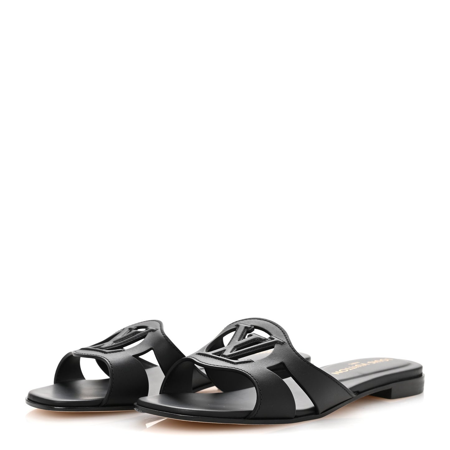 Calfskin LV Isola Flat Sandals 38 Black