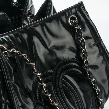 Chanel Vinyl Large Lipstick Ligne Accordion Tote Black 9 of 9