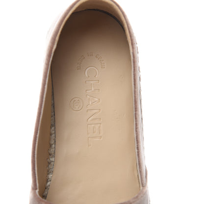 Chanel Velvet Logo Espadrilles 40 Beige Black 7 of 9