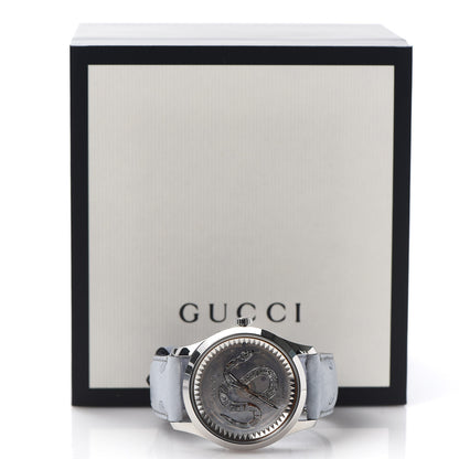 Gucci Stainless Steel Ostrich Blue Mother of Pearl 38mm G-Timeless Snake Automatic Watch 5 of 5