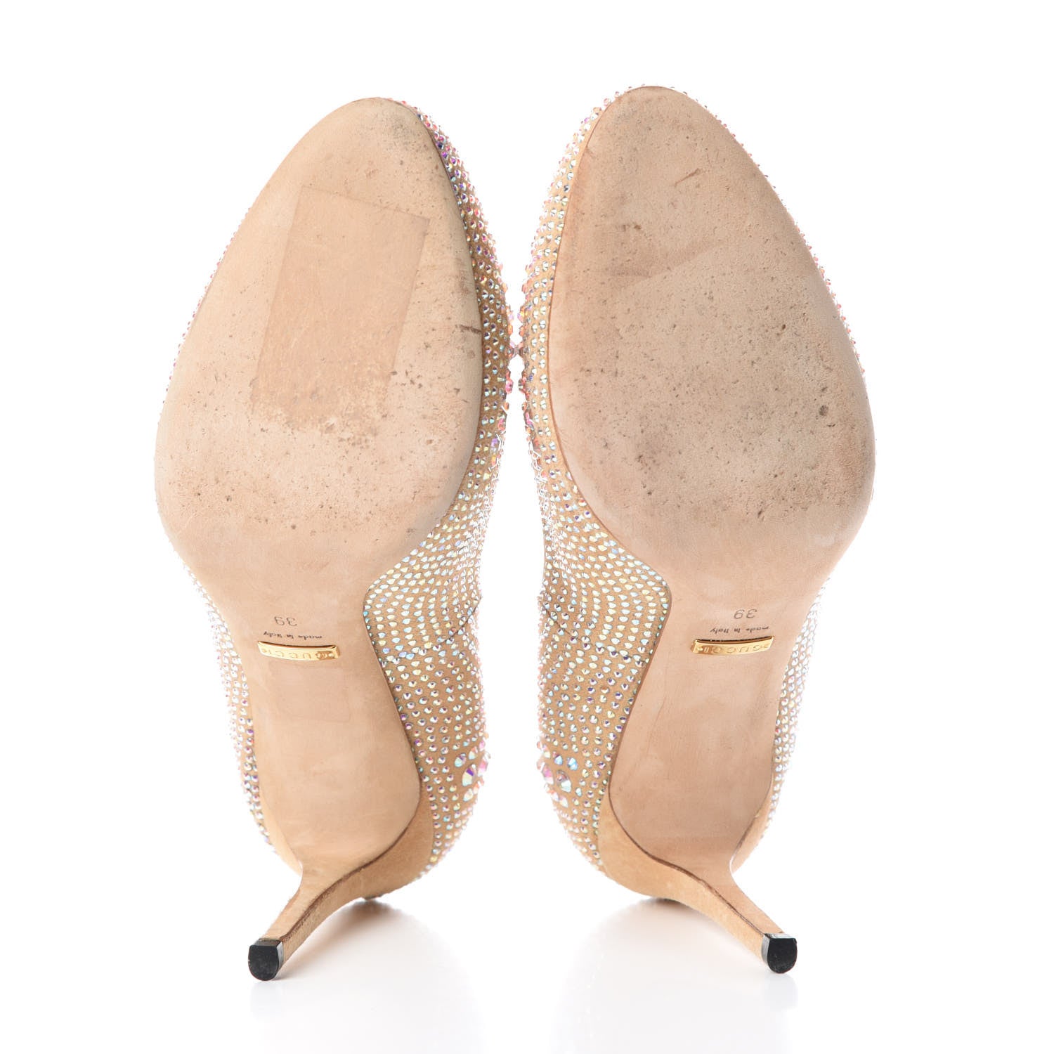 Gucci Suede Crystal Jennifer Pumps 39 Natural 7 of 12
