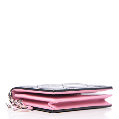 Christian Dior Lambskin Cannage Bi-Color Small Lady Dior Flap Card Holder Black Pink 4 of 9
