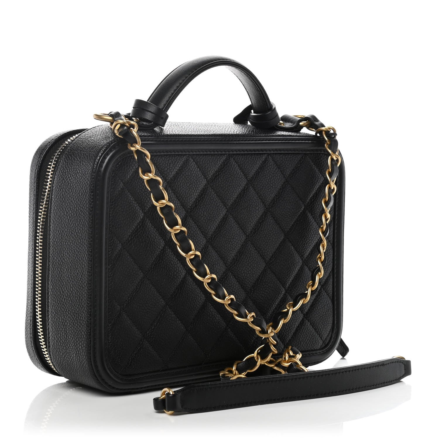 Chanel Caviar Quilted Medium CC Filigree Vanity Case Black 3 of 11