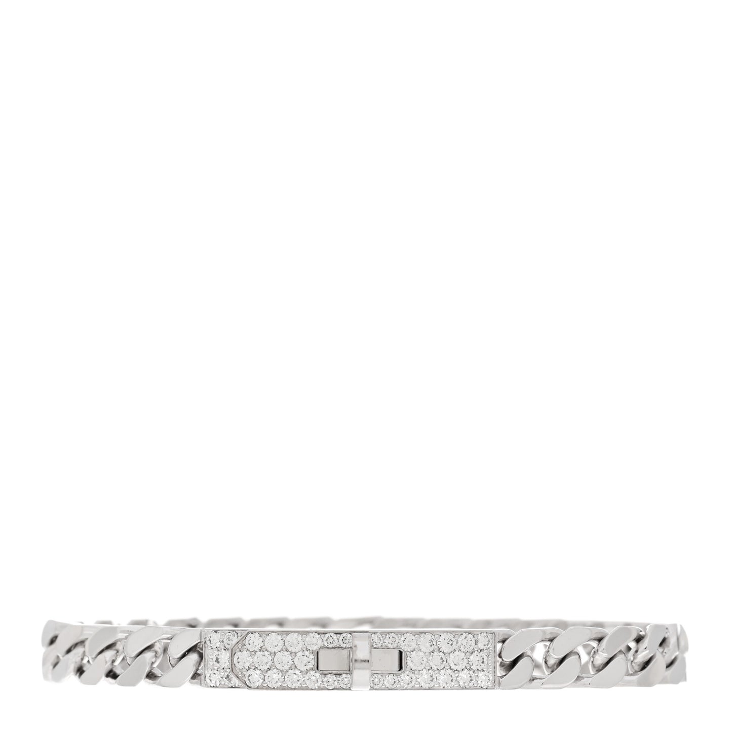 18K White Gold Diamond TPM Kelly Gourmette Bracelet SH