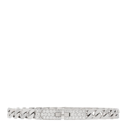 Hermes 18K White Gold Diamond TPM Kelly Gourmette Bracelet SH 1 of 4