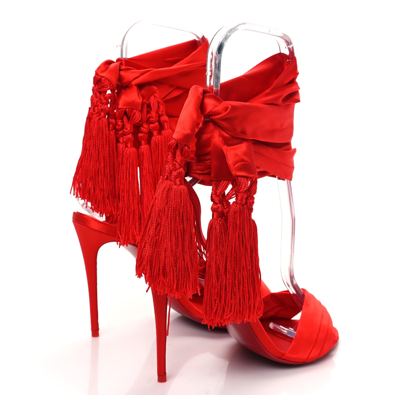 Christian Louboutin Crepe Satin Sevillana 100 Sandal 37.5 Ole 4 of 8