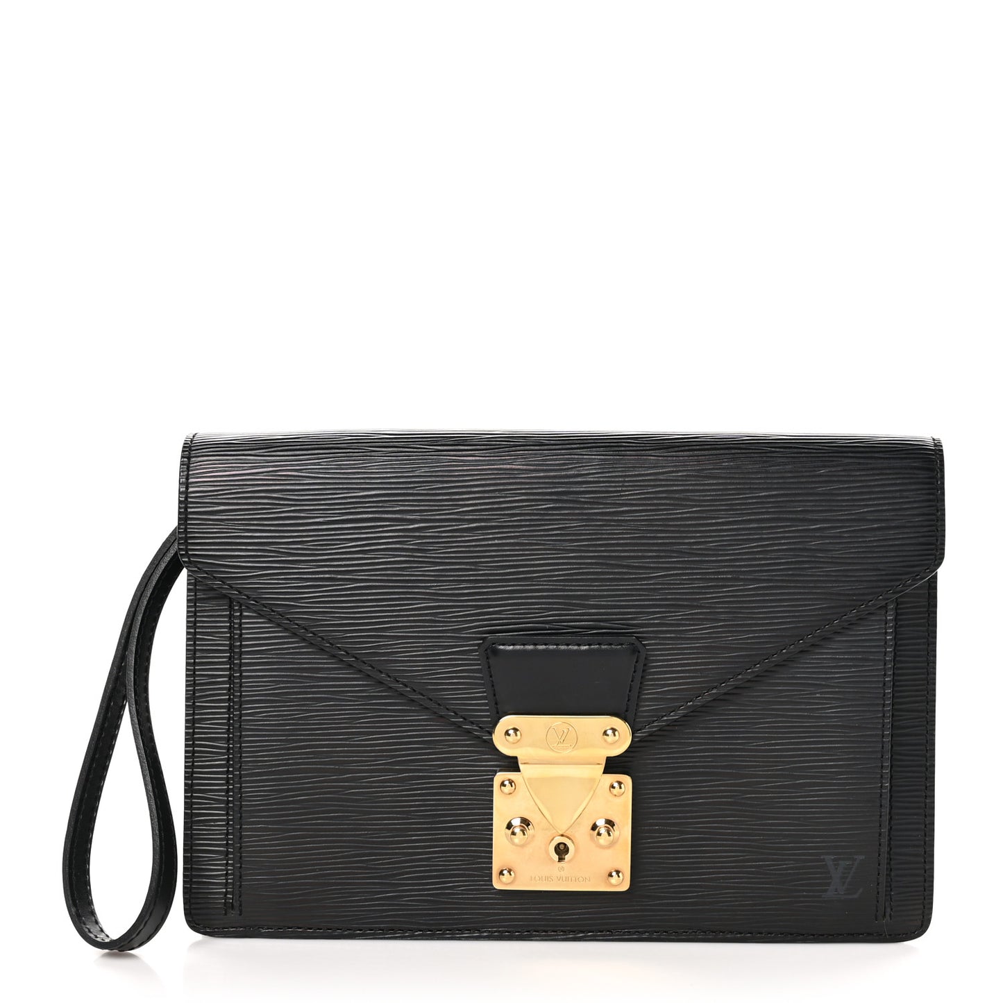 Epi Pochette Sellier Dragonne Clutch Black