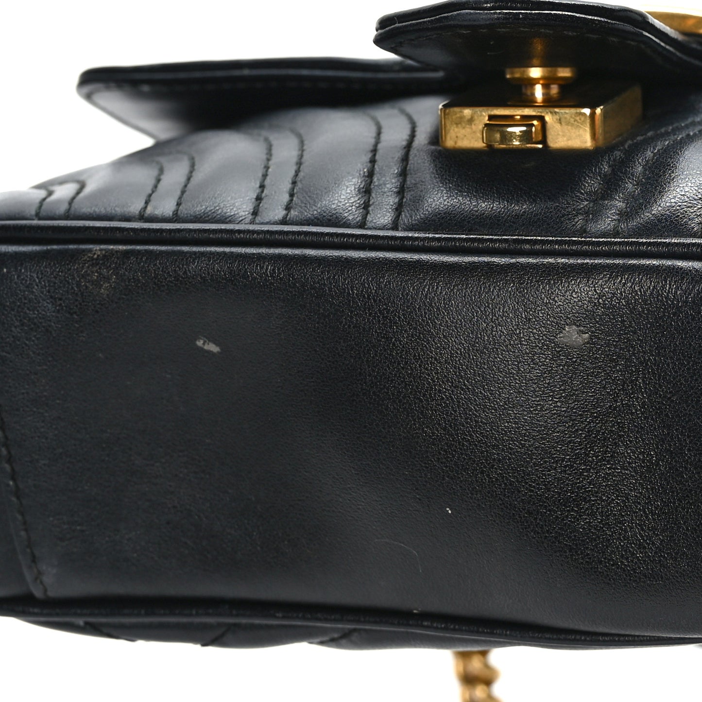Calfskin Matelasse Mini GG Marmont Shoulder Bag Black