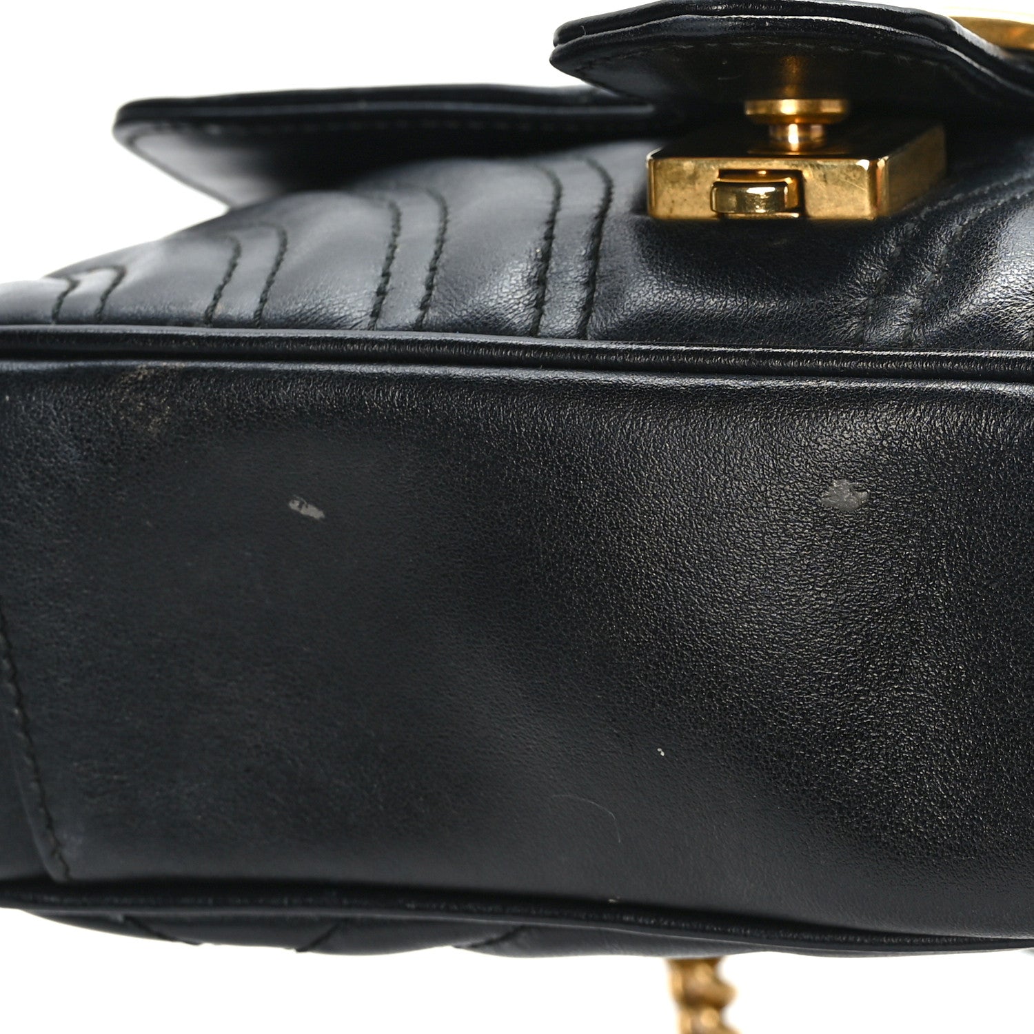 Gucci Calfskin Matelasse Mini GG Marmont Shoulder Bag Black 10 of 11
