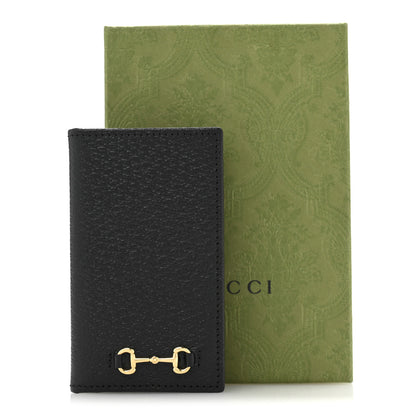 Gucci Textured Dollar Calfskin Horsebit Card Holder Black 8 of 8
