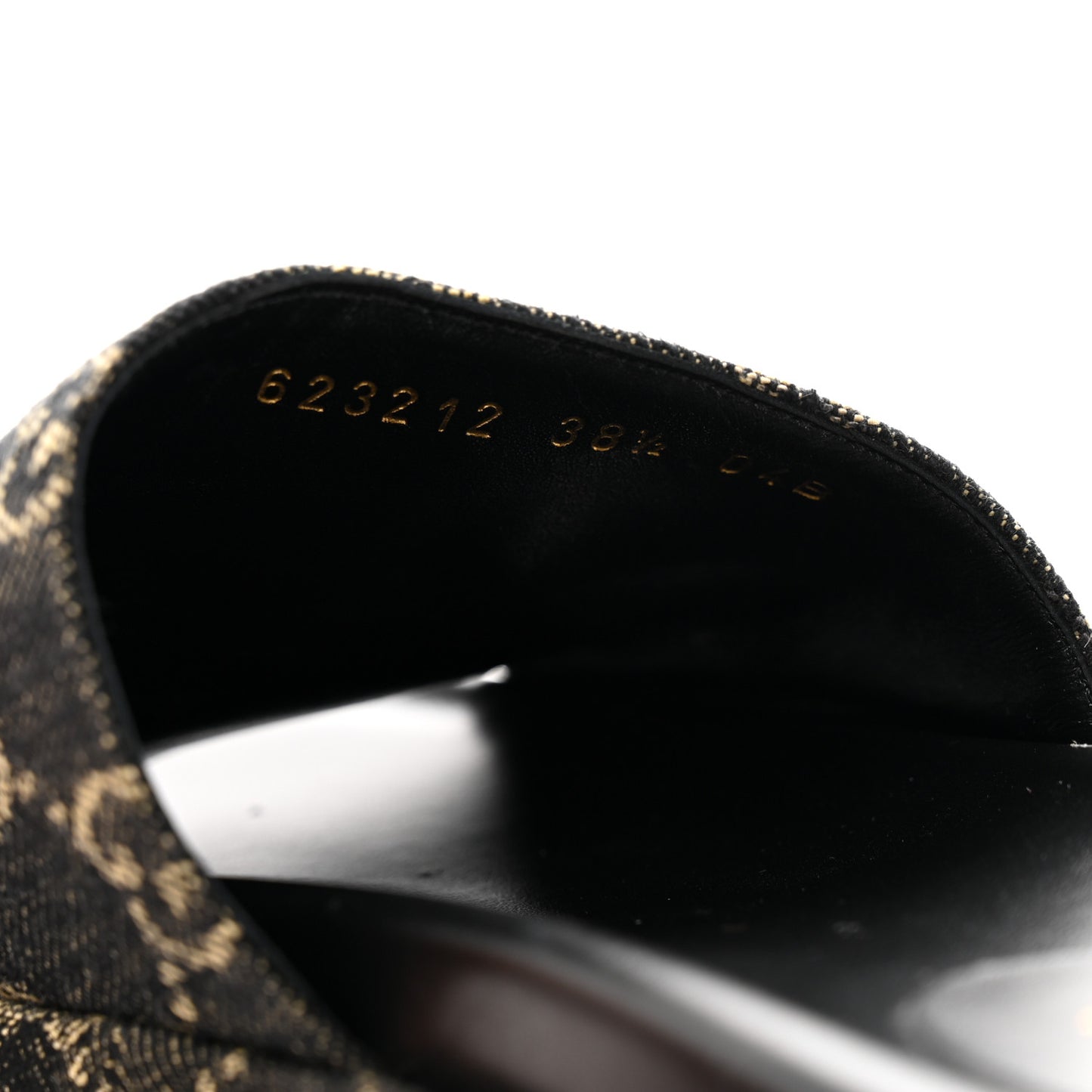 Jacquard Black Denim GG Monogram Angelina Platform 55mm Slide Sandals 38.5 Black Ivory