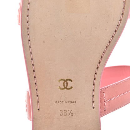 Chanel Calfskin CC Mule Sandals 38.5 Pink 9 of 10