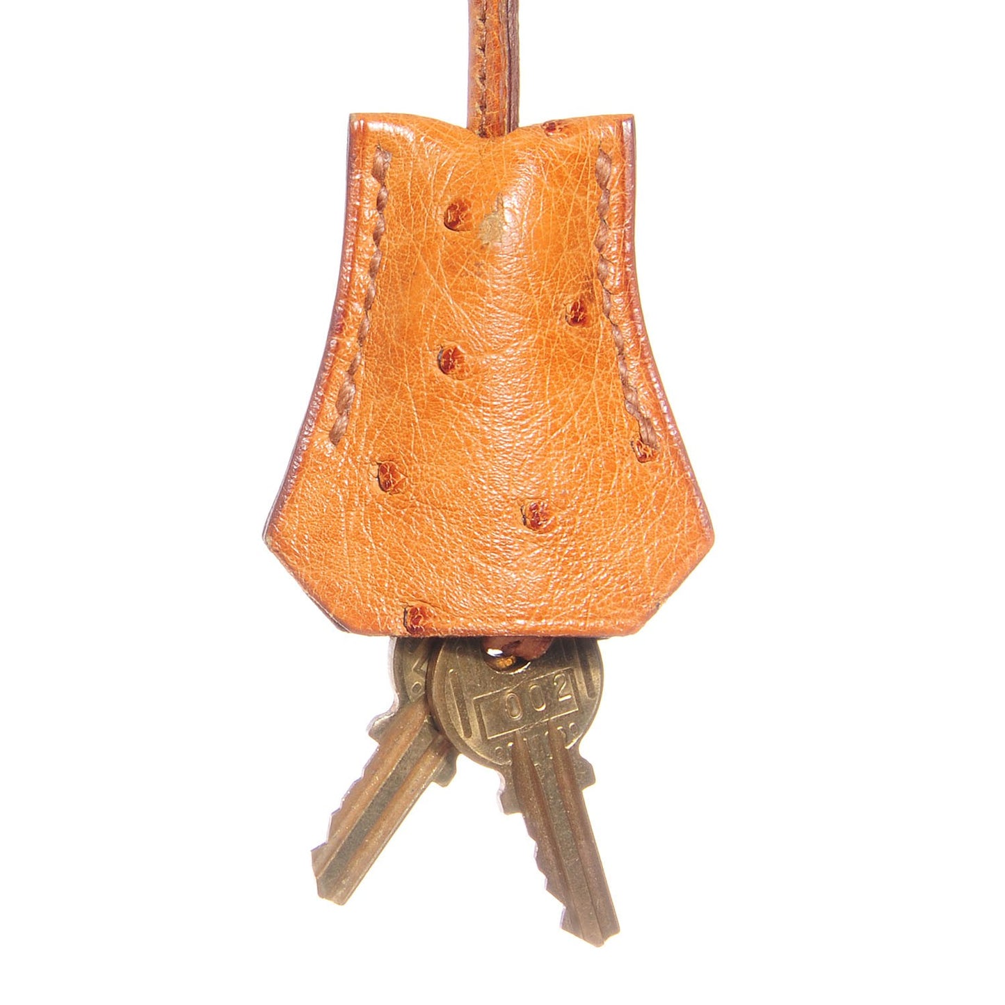 Ostrich Clochette Lock and Key Cognac