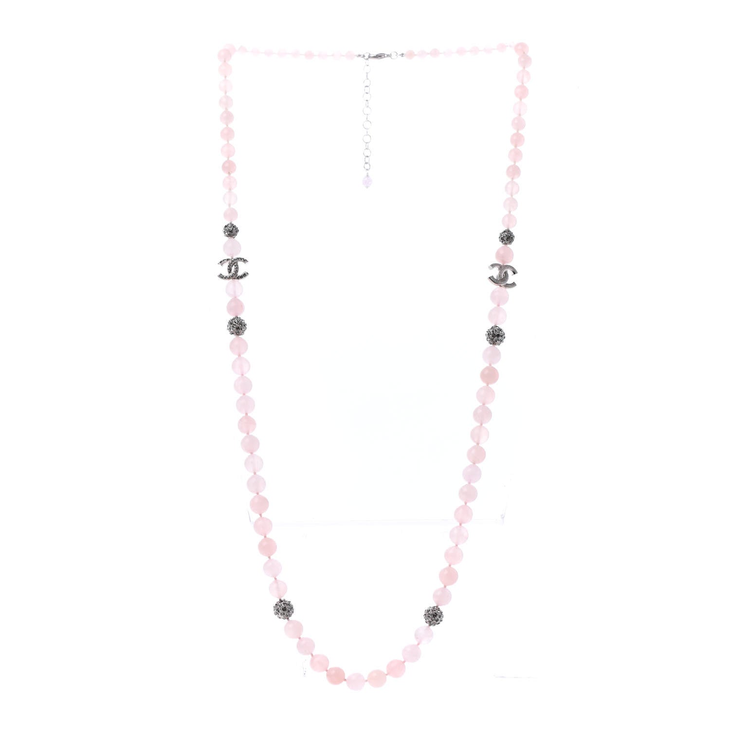 Chanel Bead Crystal CC Long Necklace Pink 2 of 5