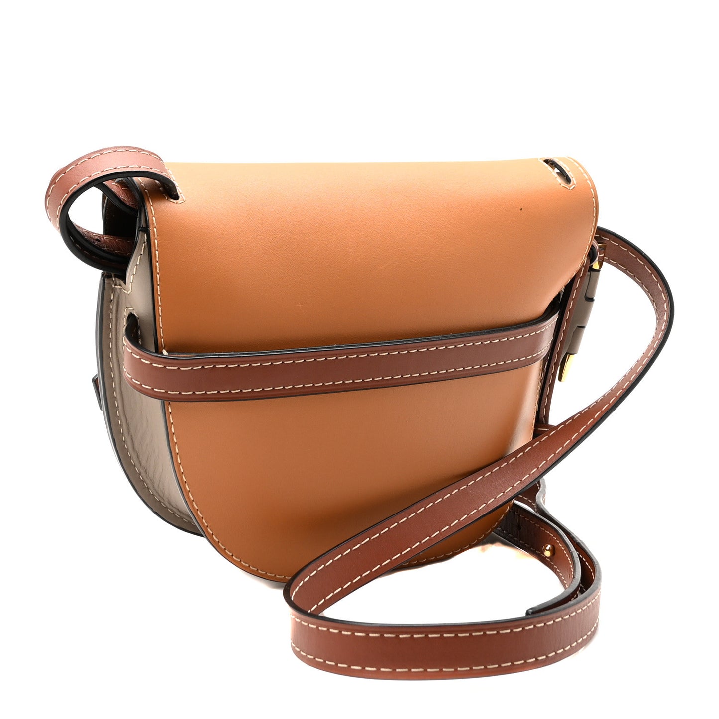 Calfskin Small Gate Crossbody Bag Amber Light Grey Rust