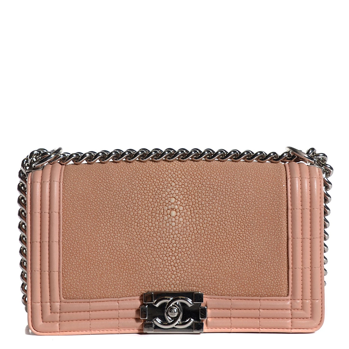 Galuchat Stingray Medium Boy Flap Light Pink