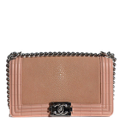 Chanel Galuchat Stingray Medium Boy Flap Light Pink 1 of 7