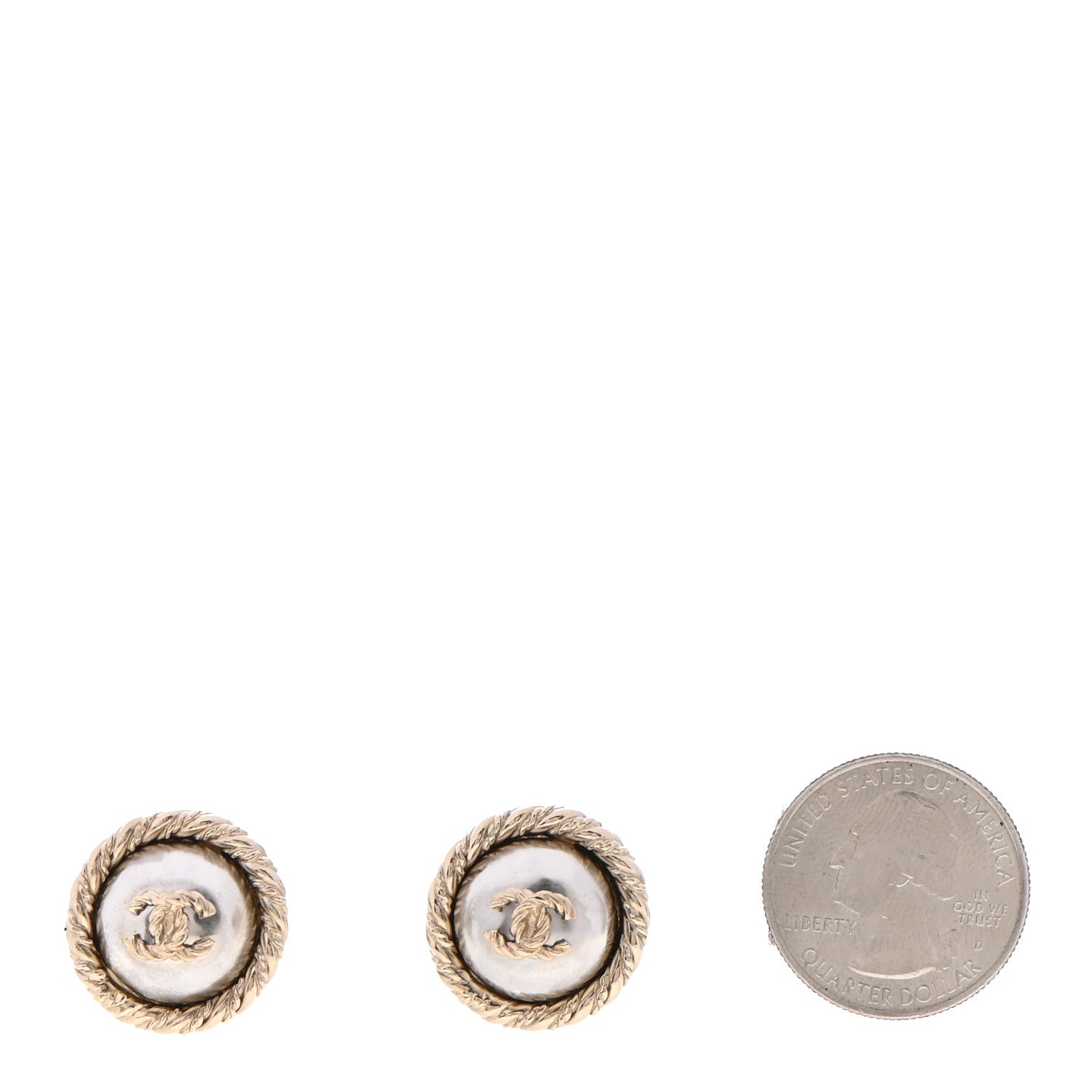 Chanel Pearl CC Round Earrings Gold 2 of 4