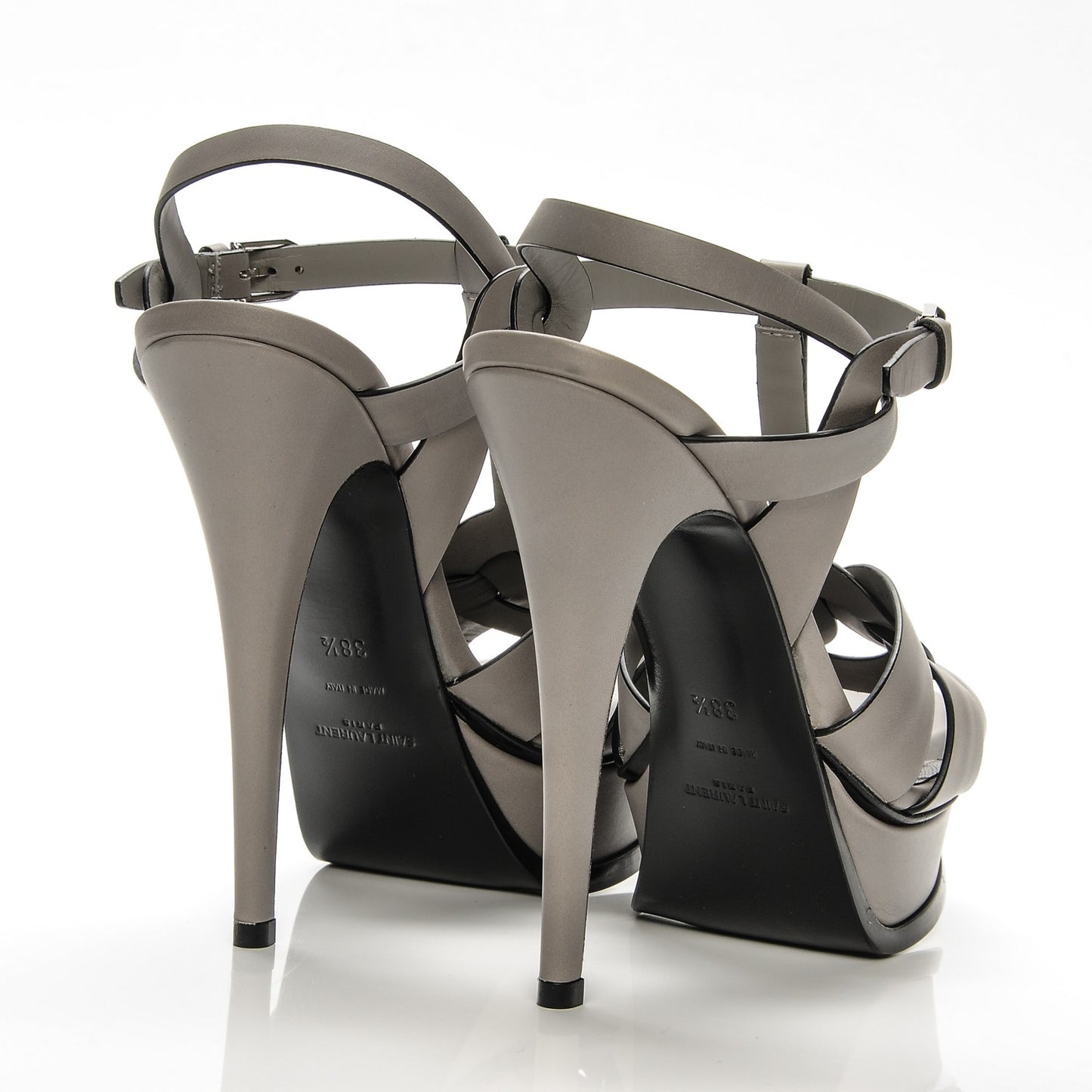 Calfskin Tribute 105 Platform Sandals 38.5 Grey Black