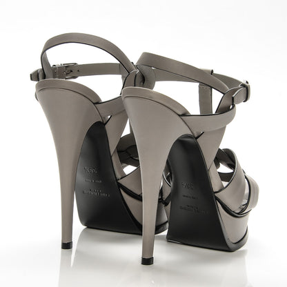 Saint Laurent Calfskin Tribute 105 Platform Sandals 38.5 Grey Black 4 of 7