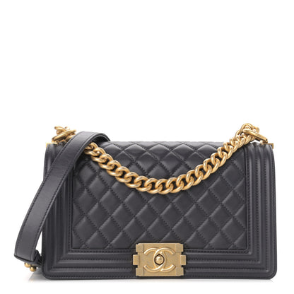 Chanel Lambskin Quilted Medium Boy Flap Dark Grey 1 of 10