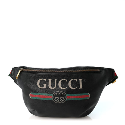 Gucci Grained Calfskin Logo Belt Bag Black 1 of 10