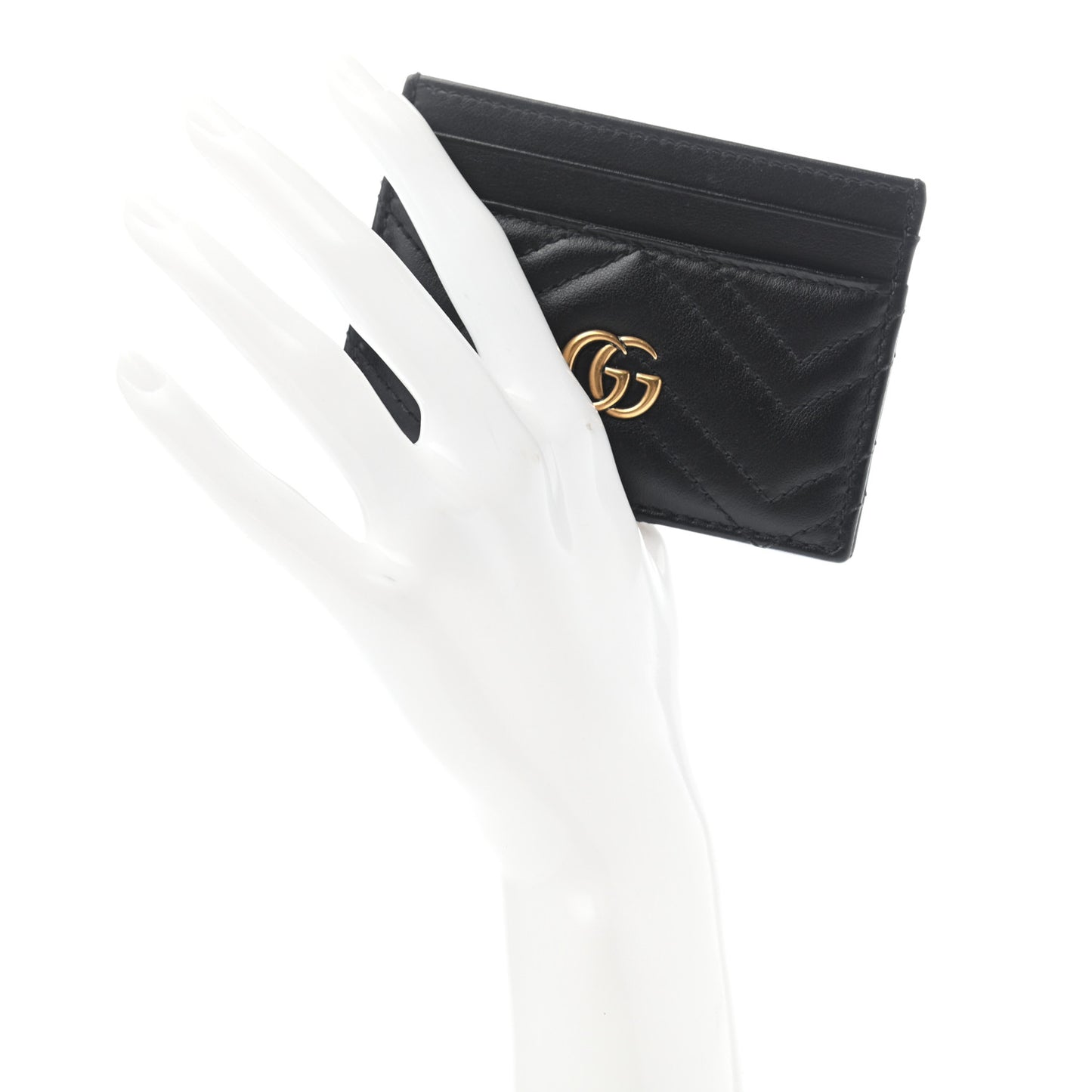 Calfskin Matelasse GG Marmont Card Holder Black