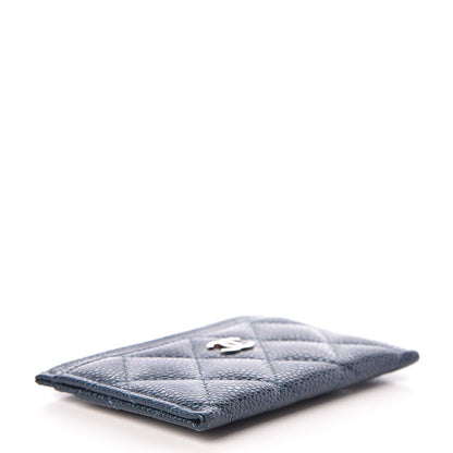 Chanel Metallic Caviar Quilted Card Holder Dark Blue 4 of 9