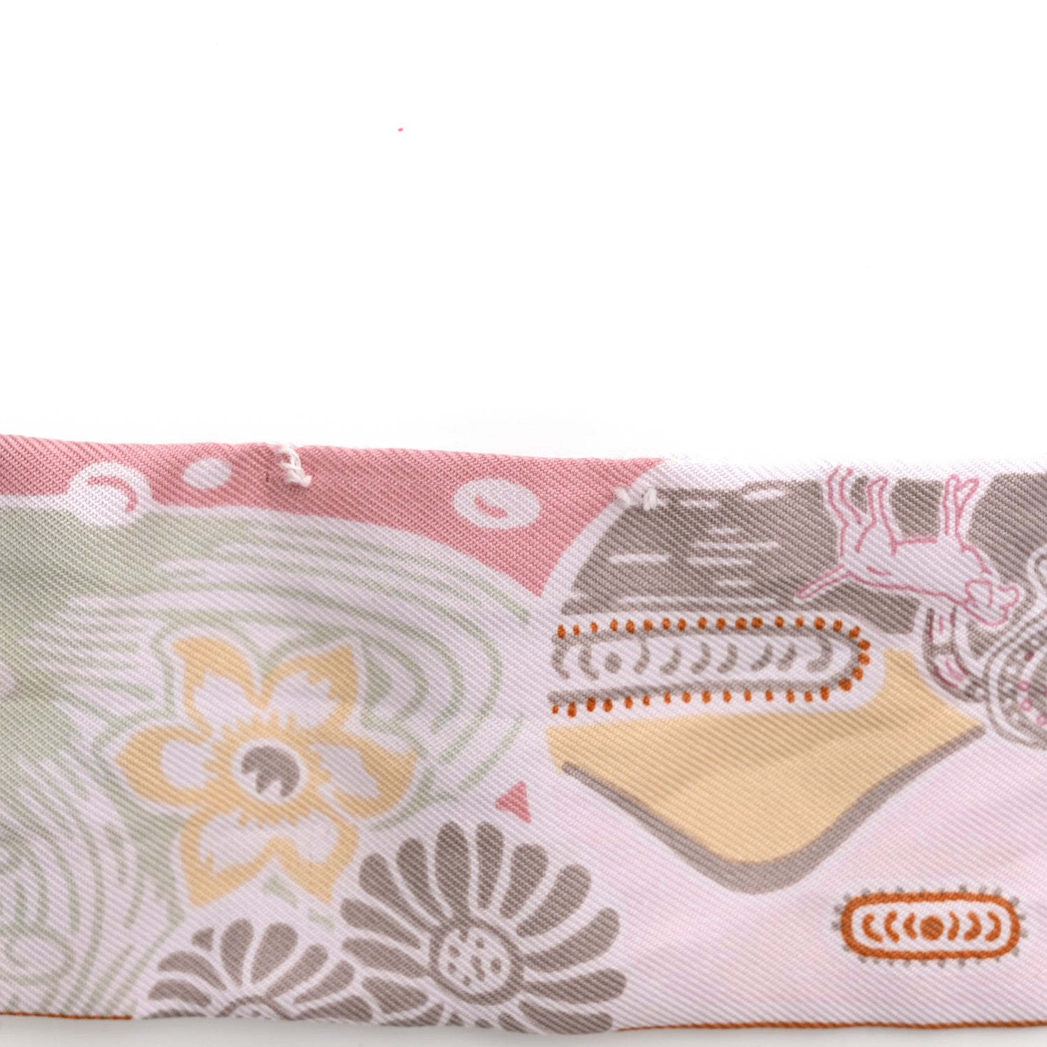 Hermes Silk Bingata Twilly Vieux Rose Vert De Eau 4 of 4