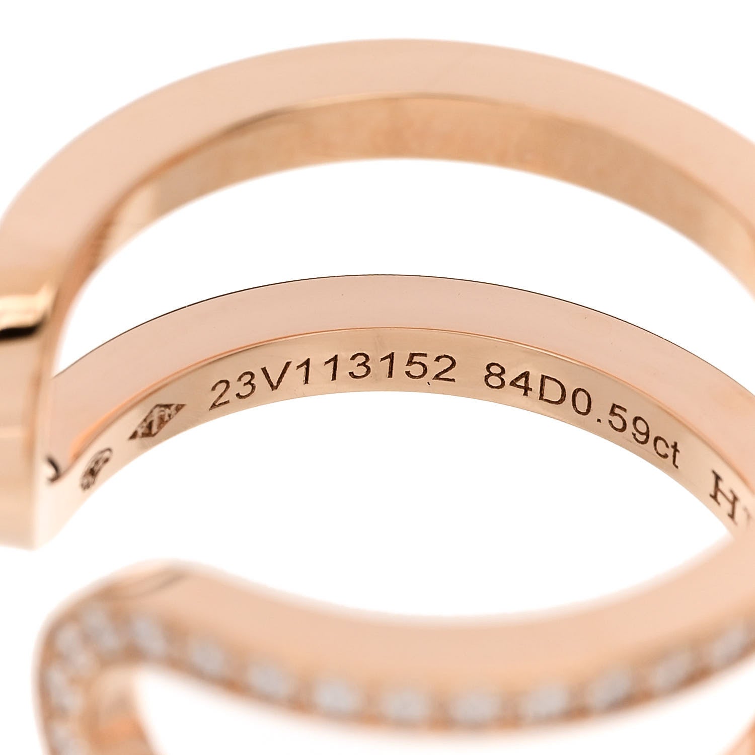 Hermes 18K Rose Gold Diamond MM Ever Chaine D'Ancre Ring 51 5.75 5 of 7